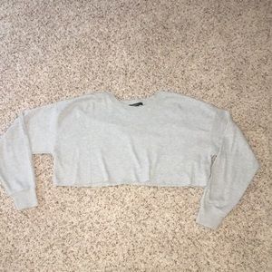 Cropped grey waffle long sleeve